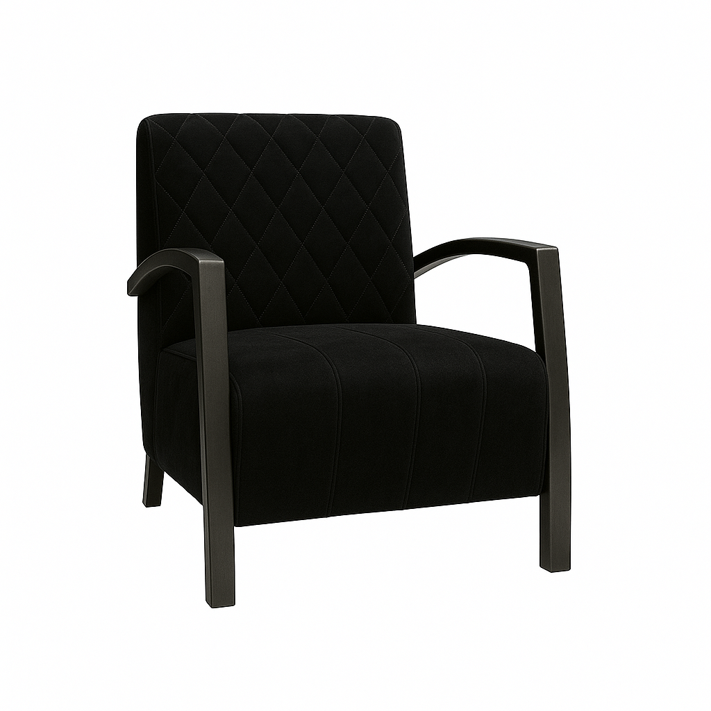 Fotoliu catifea NEAGRA | model DIAMOND