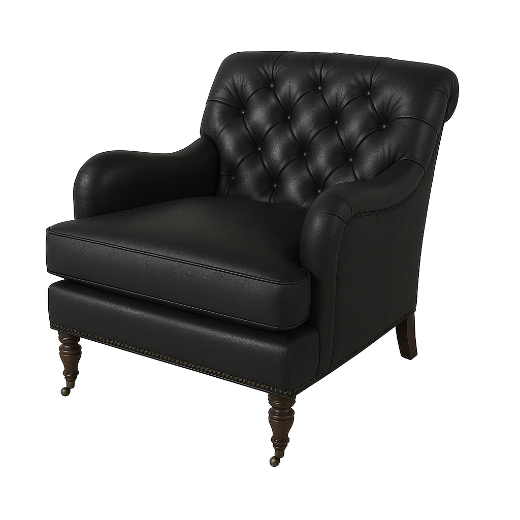 Fotoliu chesterfield CALEDONIAN piele NEAGRA